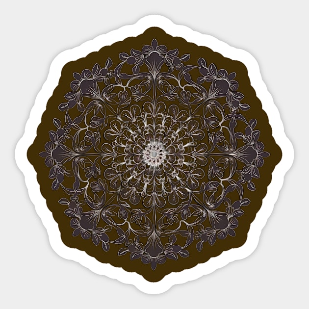 Floral Mandala Pattern with Intricate Flower and Leaf Designs Radiating From the Center Sticker by animegirlnft